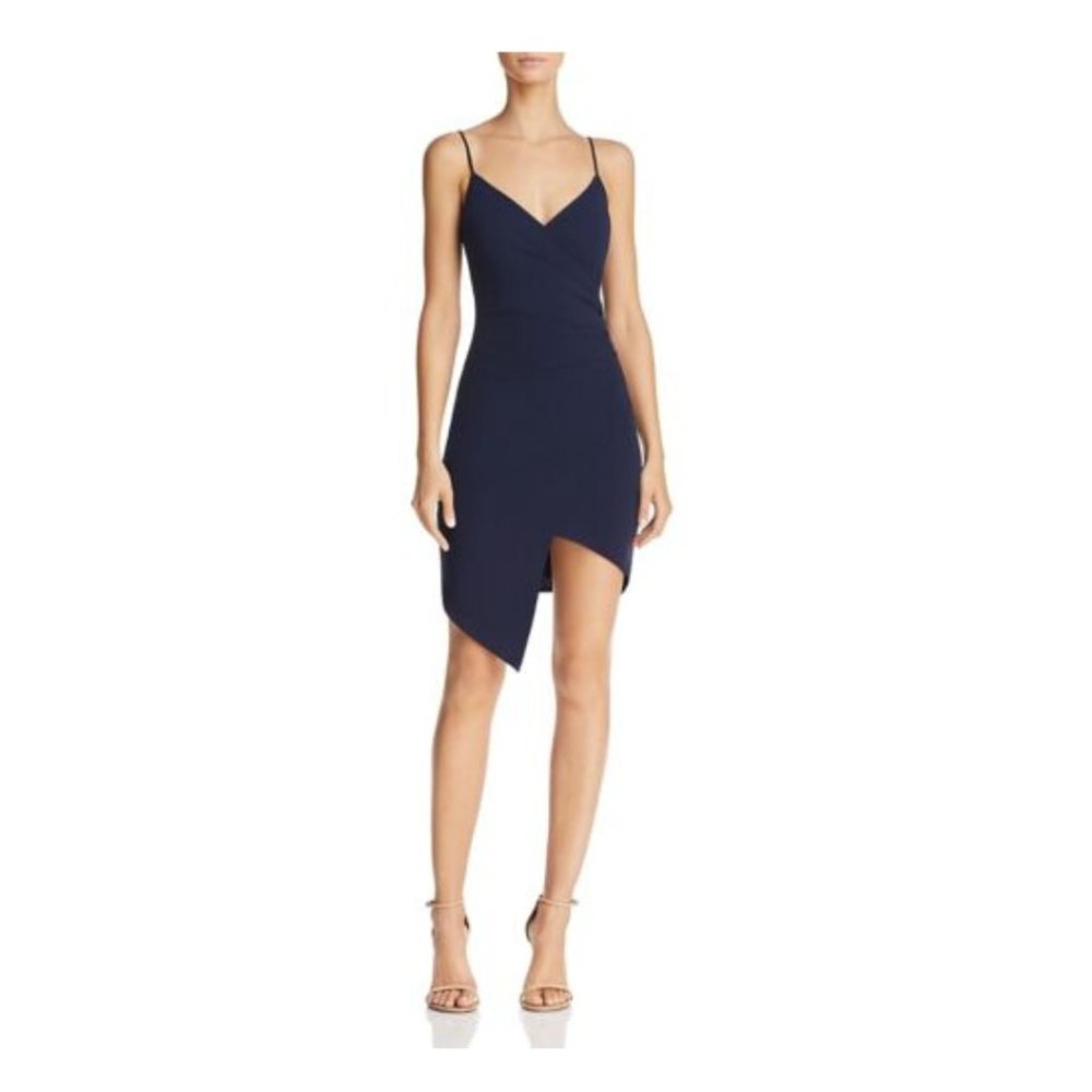 NWT Sunset & Spring Faux Wrap Dress Navy XS